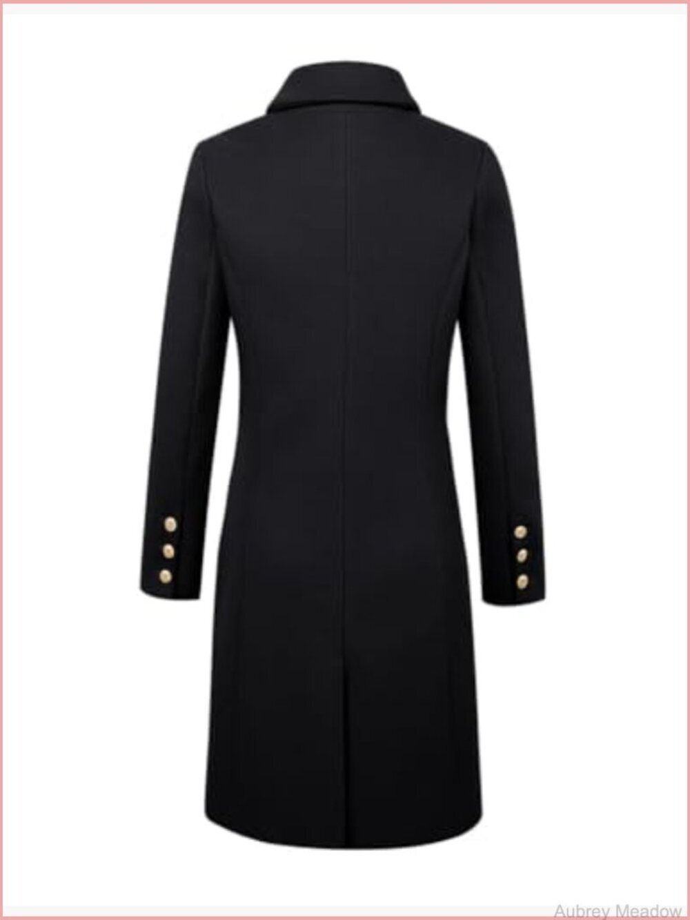 Women's Double Breasted Long Peacoat Midi Wool Blend Office Trench - Picture 4 of 7